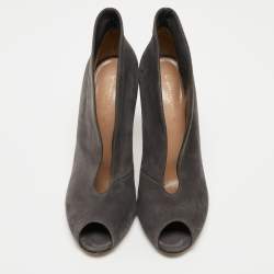 Pre Owned Gianvito Rossi Grey Suede Vamp Boots Size 40.5