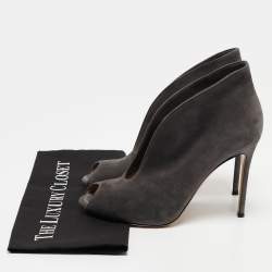 Pre Owned Gianvito Rossi Grey Suede Vamp Boots Size 40.5