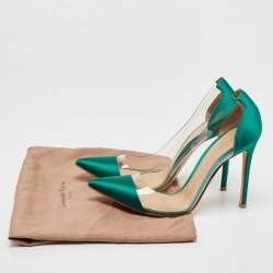 Gianvito Rossi Green Satin and PVC Plexi Pumps Size 38