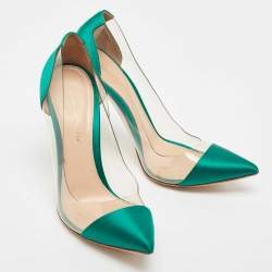 Gianvito Rossi Green Satin and PVC Plexi Pumps Size 38