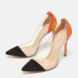Pre Owned Gianvito Rossi Multicolor PVC and Suede Plexi Pumps Size 37