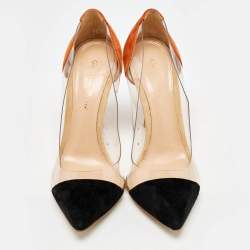 Pre Owned Gianvito Rossi Multicolor PVC and Suede Plexi Pumps Size 37