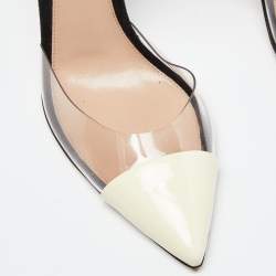 Pre Owned Gianvito Rossi Black/Beige Suede, Patent Leather and PVC Ankle Strap Sandals Size 37.5