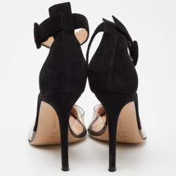 Pre Owned Gianvito Rossi Black/Beige Suede, Patent Leather and PVC Ankle Strap Sandals Size 37.5