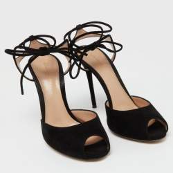 Pre Owned Gianvito Rossi Black Suede Lace Up Sandals Size 38