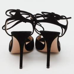 Pre Owned Gianvito Rossi Black Suede Lace Up Sandals Size 38
