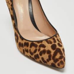 Pre Owned Gianvito Rossi Brown/Beige Leopard Print Calf Hair Pointed Toe Pumps Size 40