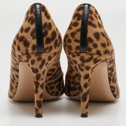 Pre Owned Gianvito Rossi Brown/Beige Leopard Print Calf Hair Pointed Toe Pumps Size 40