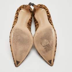 Pre Owned Gianvito Rossi Brown/Beige Leopard Print Calf Hair Pointed Toe Pumps Size 40