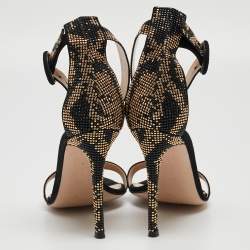 Pre Owned Gianvito Rossi Black Suede Studded Ankle Strap Sandals Size 39