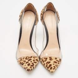 Gianvito Rossi Beige/Brown Animal Print Calf Hair and PVC Plexi Pumps Size 40