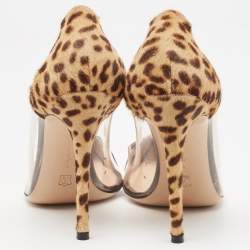 Gianvito Rossi Beige/Brown Animal Print Calf Hair and PVC Plexi Pumps Size 40