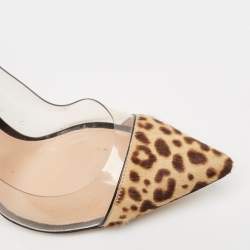 Gianvito Rossi Beige/Brown Animal Print Calf Hair and PVC Plexi Pumps Size 40