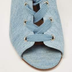 Pre Owned Gianvito Rossi Blue Denim Open Toe Lace Up Boots Size 40