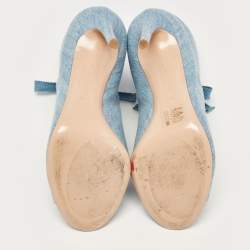 Pre Owned Gianvito Rossi Blue Denim Open Toe Lace Up Boots Size 40