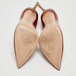 Pre Owned Gianvito Rossi Dark Red Patent Leather Pointed Toe Pumps Size 41