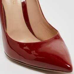 Pre Owned Gianvito Rossi Dark Red Patent Leather Pointed Toe Pumps Size 41