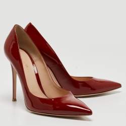 Pre Owned Gianvito Rossi Dark Red Patent Leather Pointed Toe Pumps Size 41