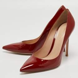 Pre Owned Gianvito Rossi Dark Red Patent Leather Pointed Toe Pumps Size 41
