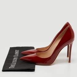 Pre Owned Gianvito Rossi Dark Red Patent Leather Pointed Toe Pumps Size 41