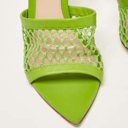 Pre Owned Gianvito Rossi Green Leather and Mesh Alisia Slide Sandals Size 35