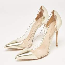 Pre Owned Gianvito Rossi Metallic Gold Leather and PVC Plexi Pumps Size 41
