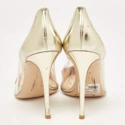 Pre Owned Gianvito Rossi Metallic Gold Leather and PVC Plexi Pumps Size 41
