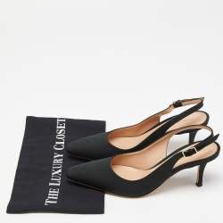 Pre Owned Gianvito Rossi Black Canvas Slingback Pumps Size 37.5
