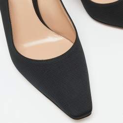 Pre Owned Gianvito Rossi Black Canvas Slingback Pumps Size 37.5