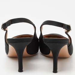 Pre Owned Gianvito Rossi Black Canvas Slingback Pumps Size 37.5