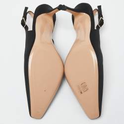 Pre Owned Gianvito Rossi Black Canvas Slingback Pumps Size 37.5