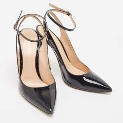 Pre Owned Gianvito Rossi Black Patent Leather Aura Pumps Size 39