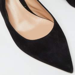 Pre Owned Gianvito Rossi Black Suede Slingback Pumps Size 37.5