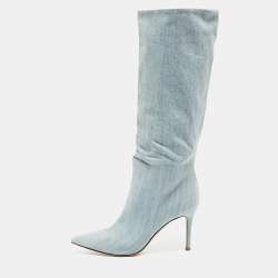 Pre Owned Gianvito Rossi Blue Denim Calf Length Boots Size 38