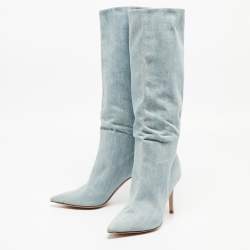 Pre Owned Gianvito Rossi Blue Denim Calf Length Boots Size 38