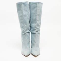 Pre Owned Gianvito Rossi Blue Denim Calf Length Boots Size 38