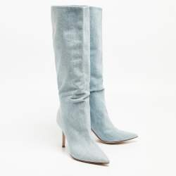 Pre Owned Gianvito Rossi Blue Denim Calf Length Boots Size 38