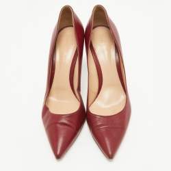 Gianvito Rossi Burgundy Leather Pointed Toe Pumps Size 40