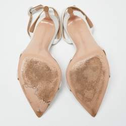 Pre Owned Gianvito Rossi White Leather Ankle Strap Sandals Size 38.5