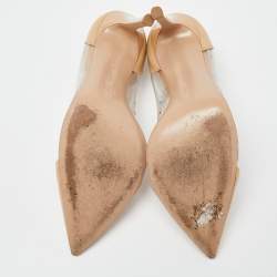 Pre Owned Gianvito Rossi Beige PVC and Patent Plexi Pumps Size 37