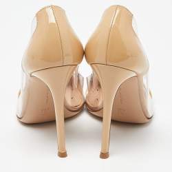 Pre Owned Gianvito Rossi Beige PVC and Patent Plexi Pumps Size 37