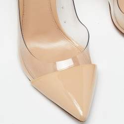 Pre Owned Gianvito Rossi Beige PVC and Patent Plexi Pumps Size 37