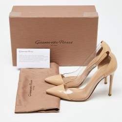 Pre Owned Gianvito Rossi Beige PVC and Patent Plexi Pumps Size 37