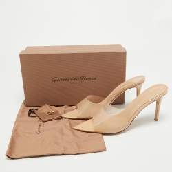 Pre Owned Gianvito Rossi Beige PVC and Patent Leather Open Toe Slide Sandals Size 41