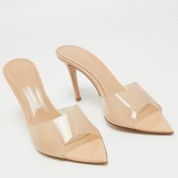 Pre Owned Gianvito Rossi Beige PVC and Patent Leather Open Toe Slide Sandals Size 41