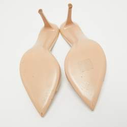 Pre Owned Gianvito Rossi Beige PVC and Patent Leather Open Toe Slide Sandals Size 41