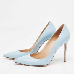 Gianvito Rossi Light Blue Leather Pointed Toe Pumps Size 39