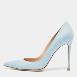 Gianvito Rossi Light Blue Leather Pointed Toe Pumps Size 39