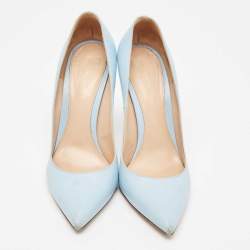 Gianvito Rossi Light Blue Leather Pointed Toe Pumps Size 39