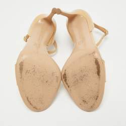 Pre Owned Gianvito Rossi Beige Patent Leather and PVC Ankle Strap Sandals Size 37